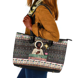 Christmas In South Africa Jesus Leather Tote Bag South Africa Coat Of Arms Jesus Art