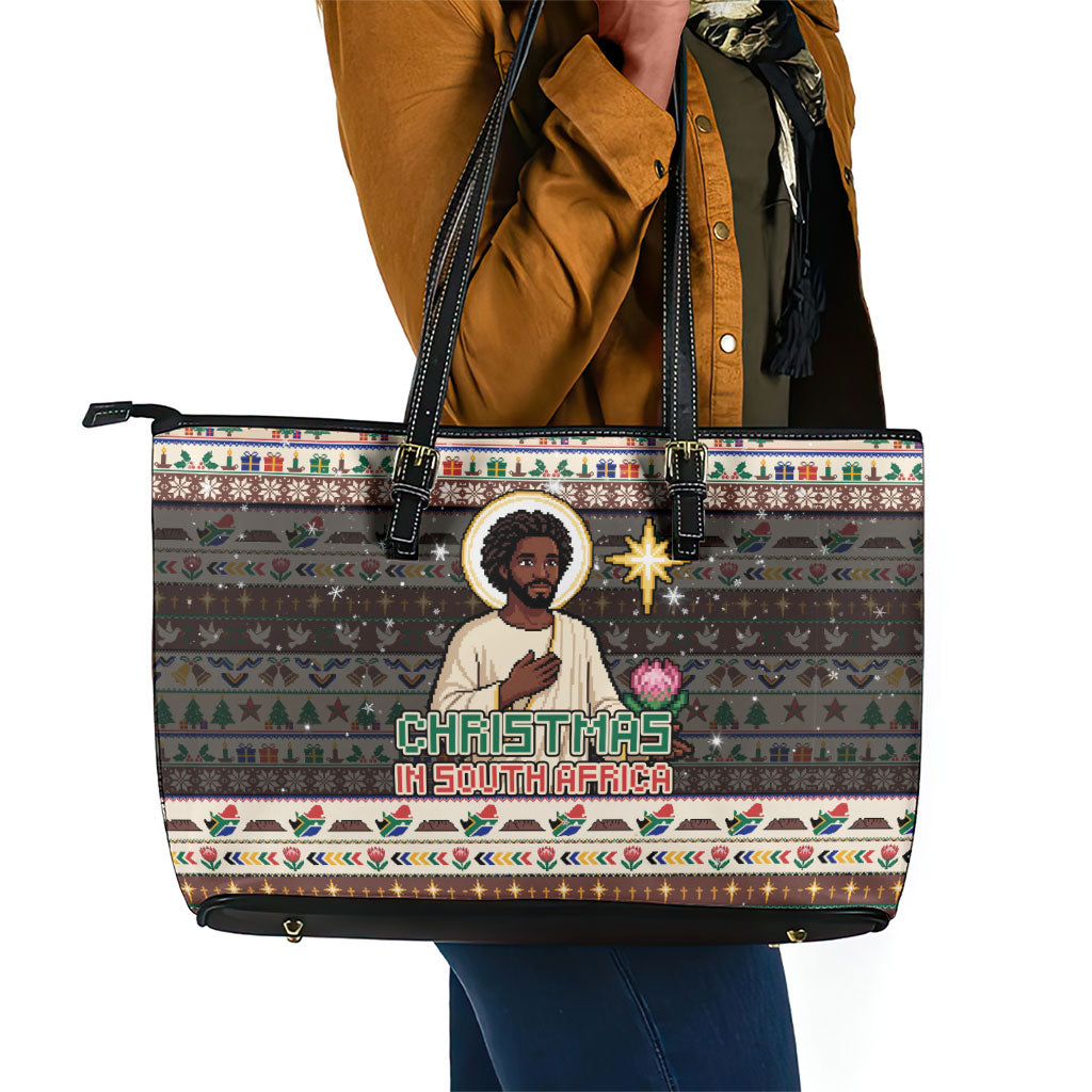 Christmas In South Africa Jesus Leather Tote Bag South Africa Coat Of Arms Jesus Art