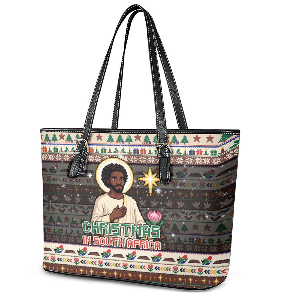 Christmas In South Africa Jesus Leather Tote Bag South Africa Coat Of Arms Jesus Art