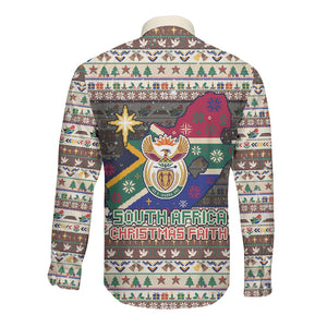 Christmas In South Africa Jesus Long Sleeve Button Shirt South Africa Coat Of Arms Jesus Art