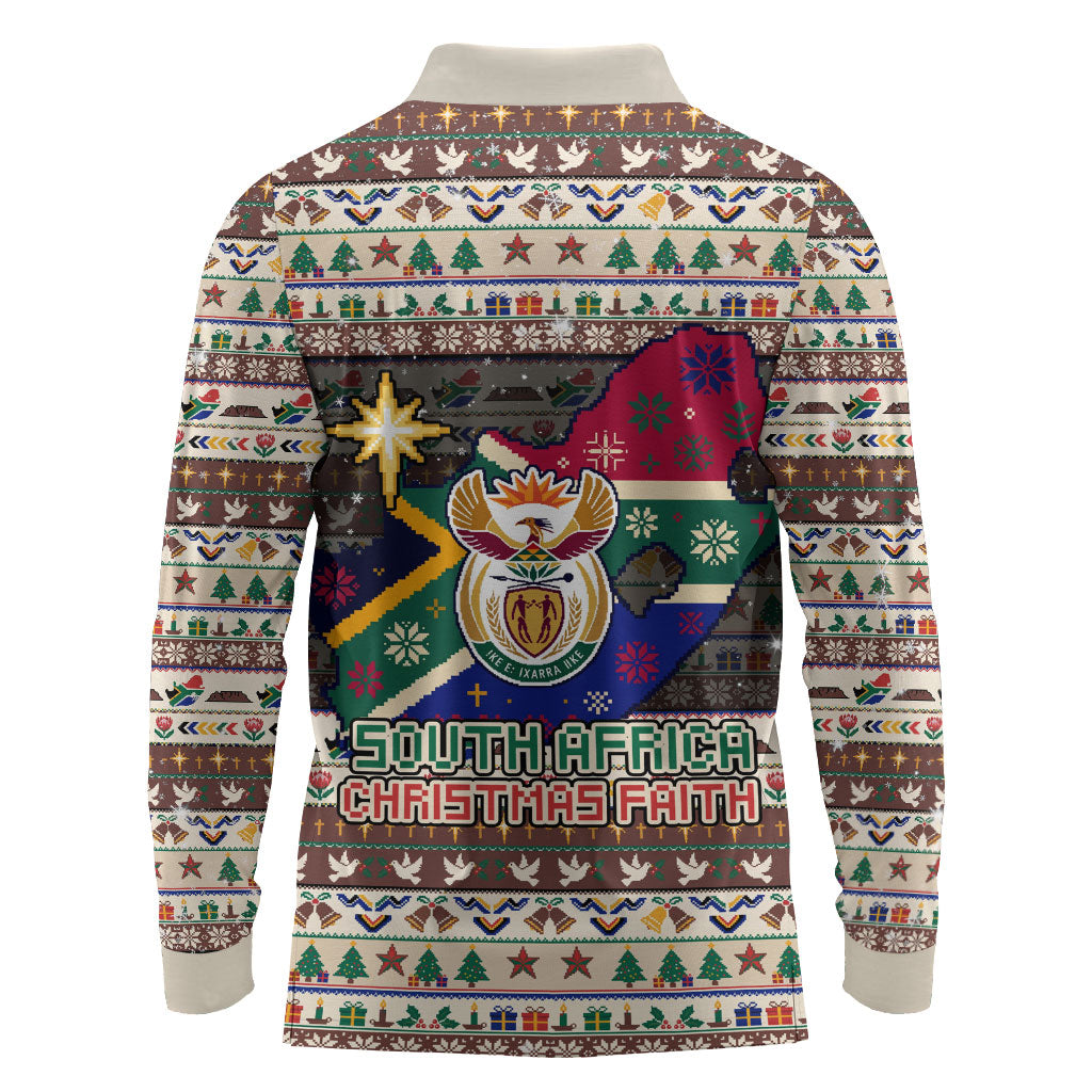 Christmas In South Africa Jesus Long Sleeve Polo Shirt South Africa Coat Of Arms Jesus Art