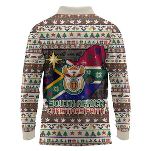 Christmas In South Africa Jesus Long Sleeve Polo Shirt South Africa Coat Of Arms Jesus Art