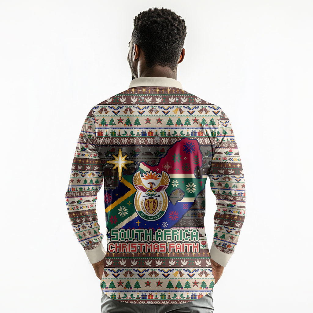 Christmas In South Africa Jesus Long Sleeve Polo Shirt South Africa Coat Of Arms Jesus Art