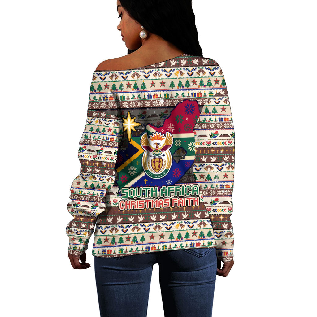 Christmas In South Africa Jesus Off Shoulder Sweater South Africa Coat Of Arms Jesus Art