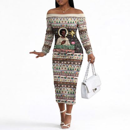 Christmas In South Africa Jesus Off The Shoulder Long Sleeve Dress South Africa Coat Of Arms Jesus Art