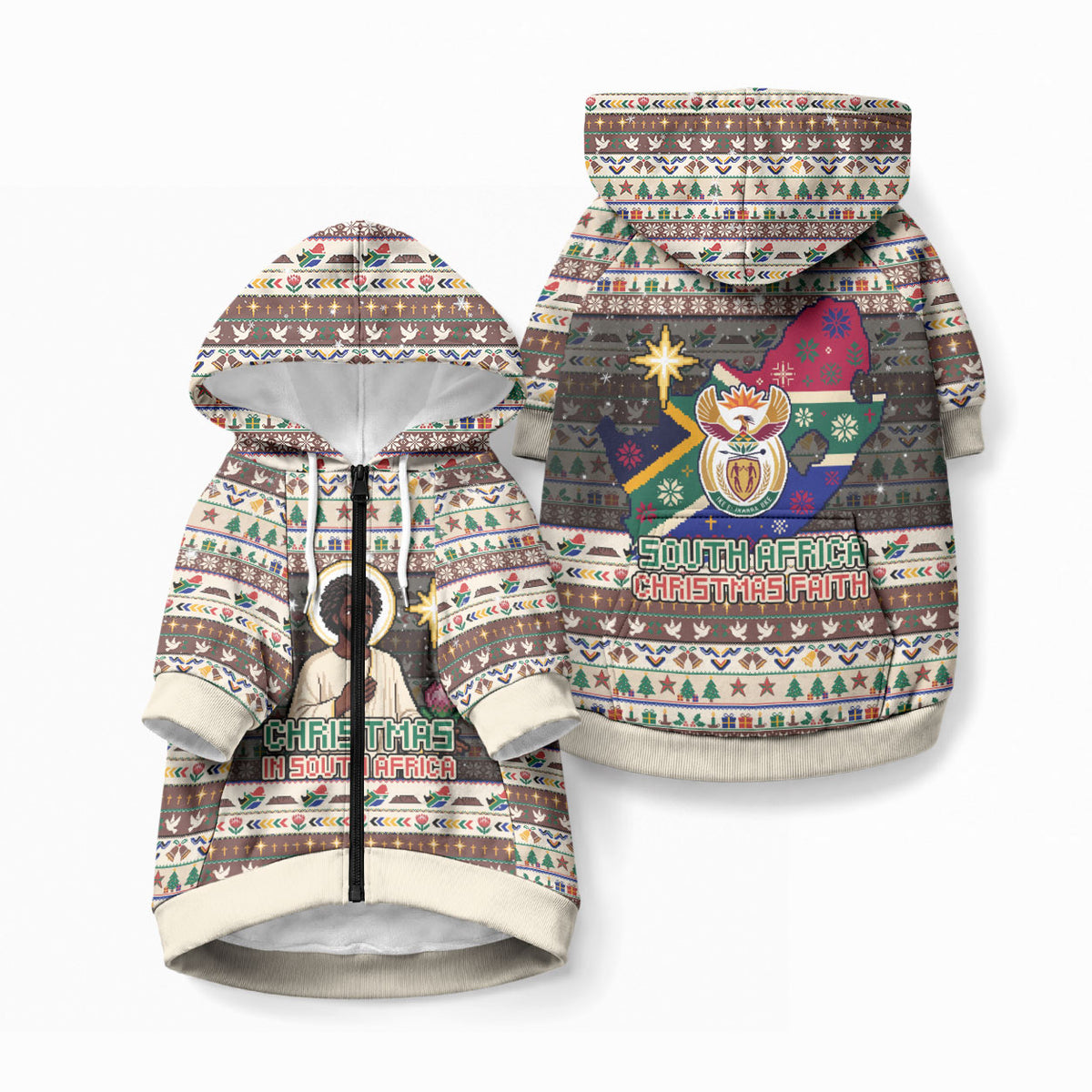 Christmas In South Africa Jesus Pet Hoodie South Africa Coat Of Arms Jesus Art