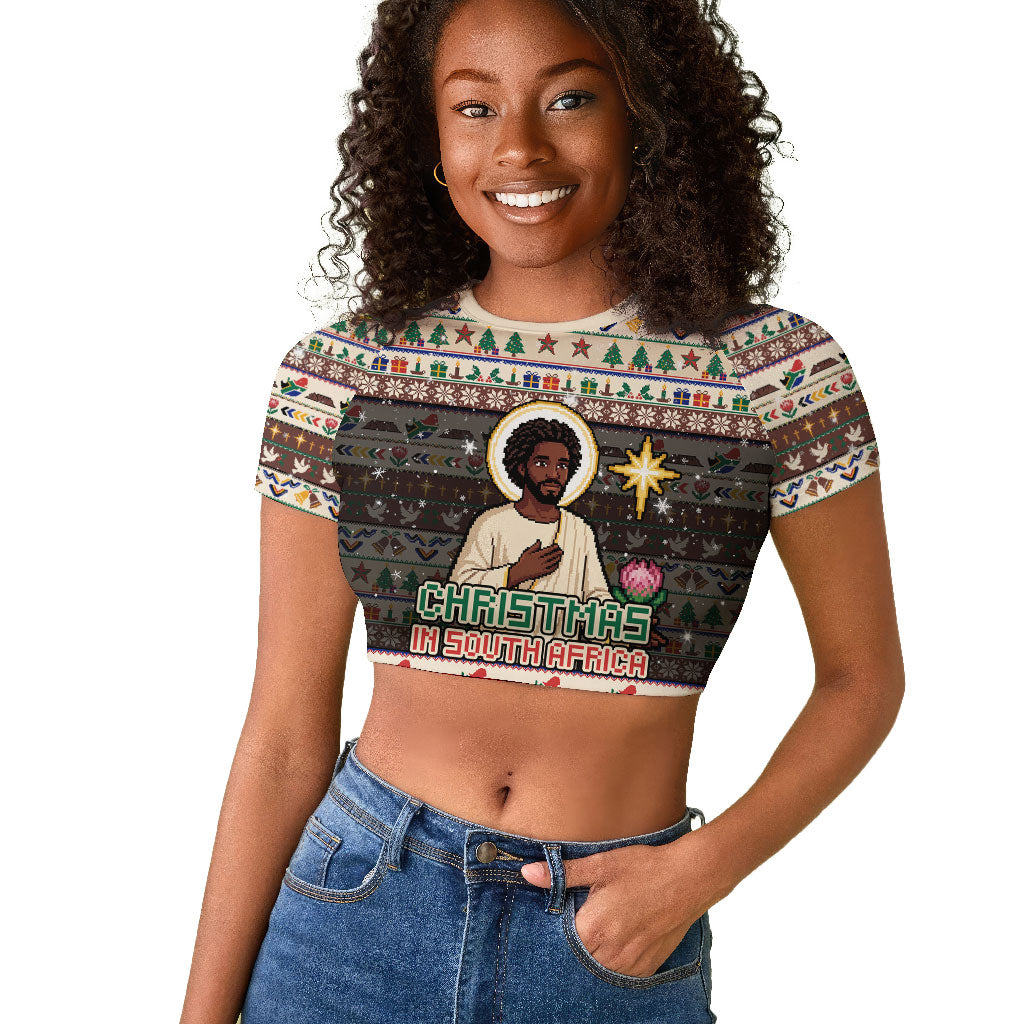 Christmas In South Africa Jesus Raglan Cropped T shirt South Africa Coat Of Arms Jesus Art