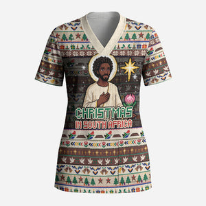 Christmas In South Africa Jesus Scrub Top South Africa Coat Of Arms Jesus Art
