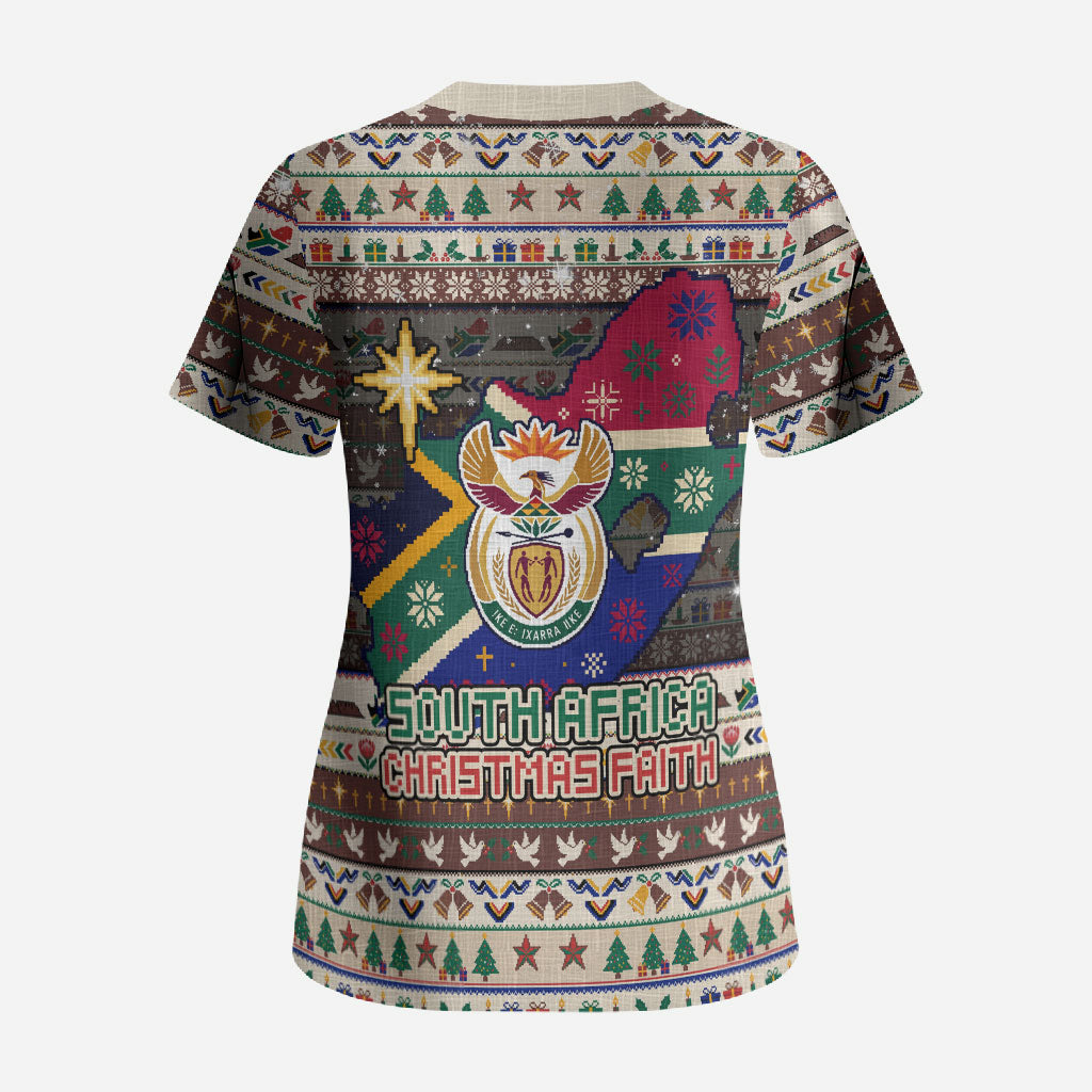 Christmas In South Africa Jesus Scrub Top South Africa Coat Of Arms Jesus Art