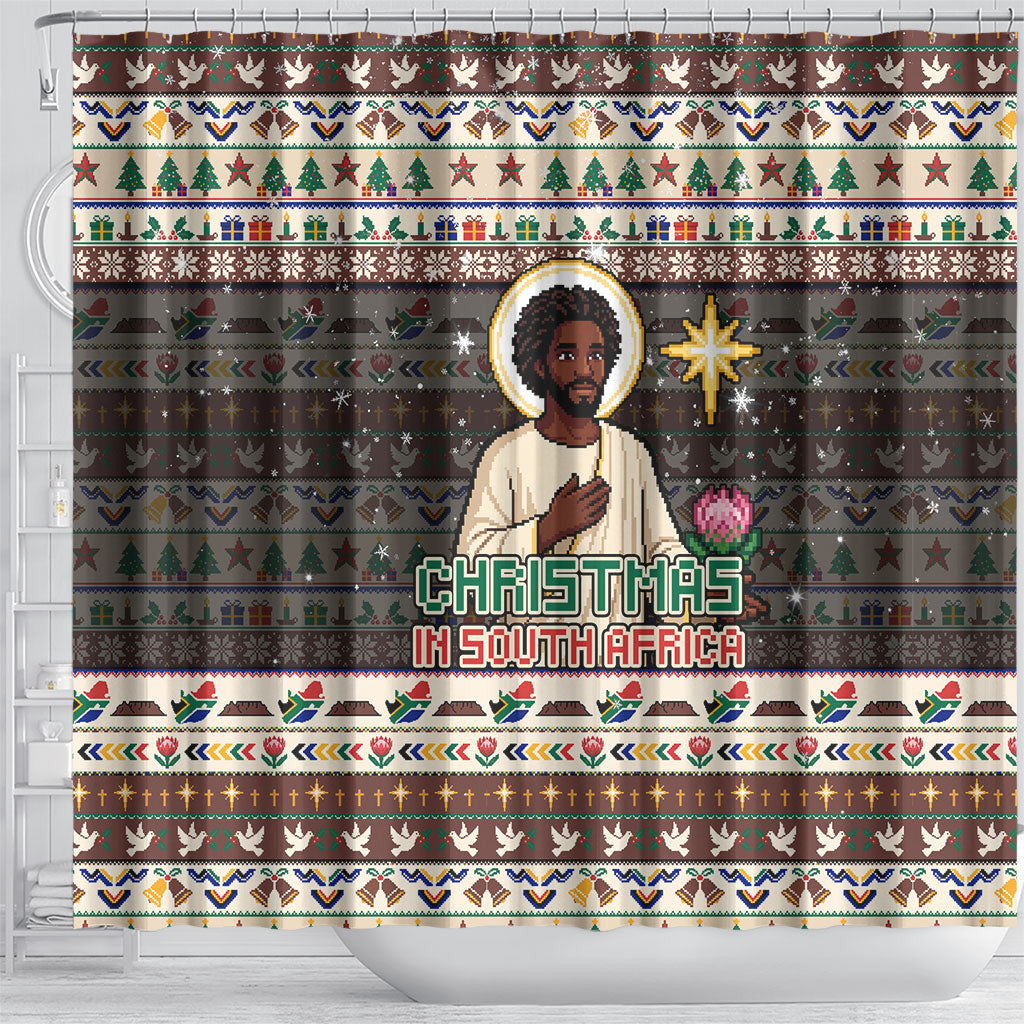 Christmas In South Africa Jesus Shower Curtain South Africa Coat Of Arms Jesus Art