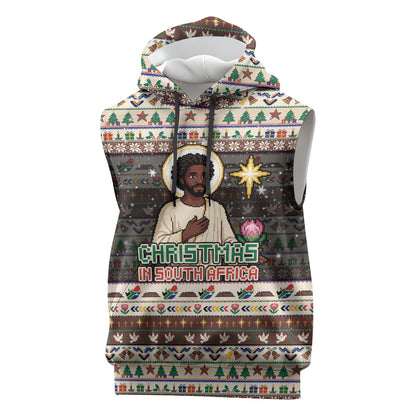 Christmas In South Africa Jesus Sleeveless Hoodie South Africa Coat Of Arms Jesus Art