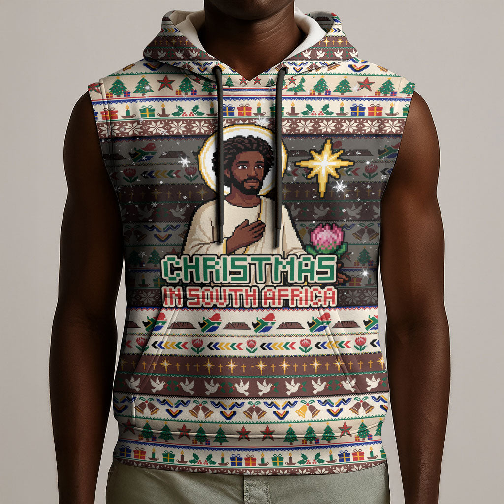 Christmas In South Africa Jesus Sleeveless Hoodie South Africa Coat Of Arms Jesus Art