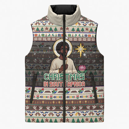 Christmas In South Africa Jesus Sleeveless Puffer Jacket South Africa Coat Of Arms Jesus Art