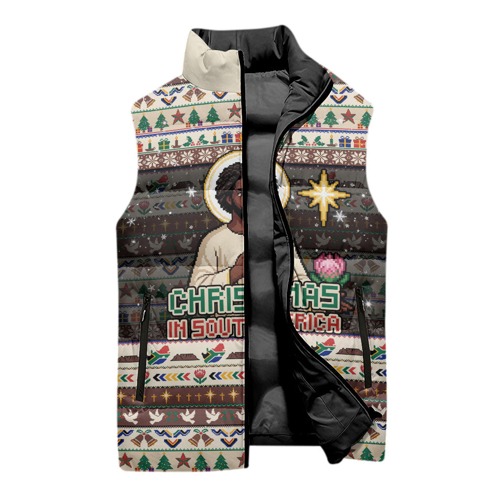 Christmas In South Africa Jesus Sleeveless Puffer Jacket South Africa Coat Of Arms Jesus Art