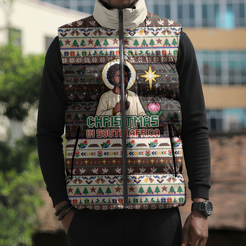 Christmas In South Africa Jesus Sleeveless Puffer Jacket South Africa Coat Of Arms Jesus Art