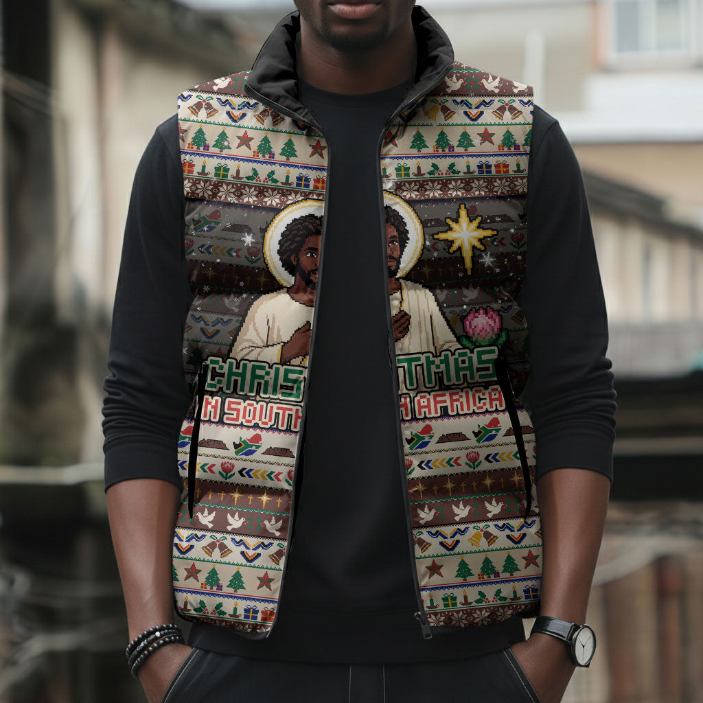 Christmas In South Africa Jesus Sleeveless Puffer Jacket South Africa Coat Of Arms Jesus Art