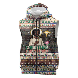 Christmas In South Africa Jesus Sleeveless Zip Hoodie South Africa Coat Of Arms Jesus Art