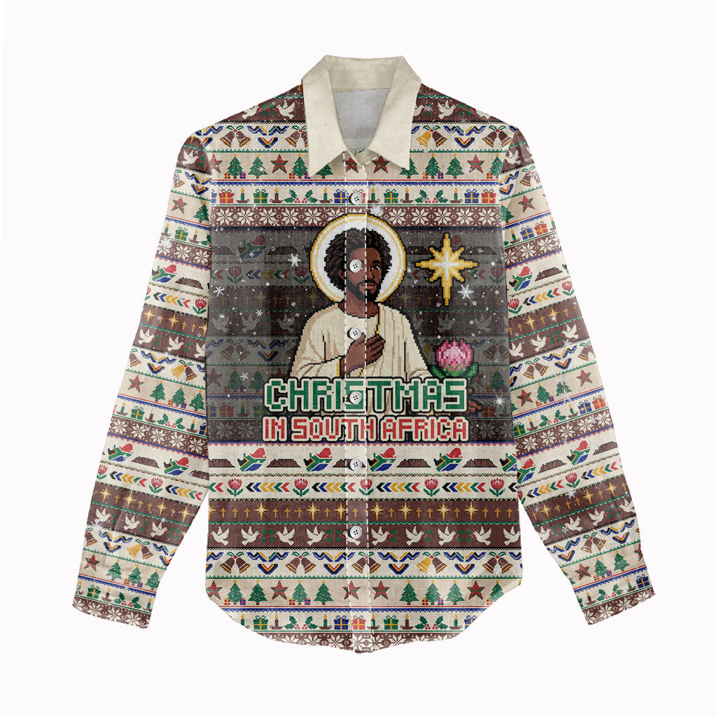 Christmas In South Africa Jesus Women Casual Shirt South Africa Coat Of Arms Jesus Art