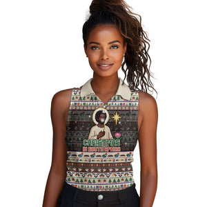 Christmas In South Africa Jesus Women Sleeveless Polo Shirt South Africa Coat Of Arms Jesus Art