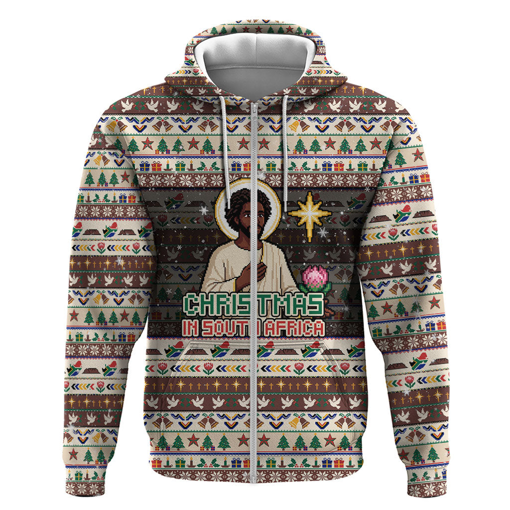Christmas In South Africa Jesus Zip Hoodie South Africa Coat Of Arms Jesus Art