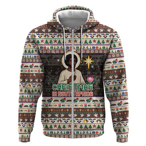 Christmas In South Africa Jesus Zip Hoodie South Africa Coat Of Arms Jesus Art