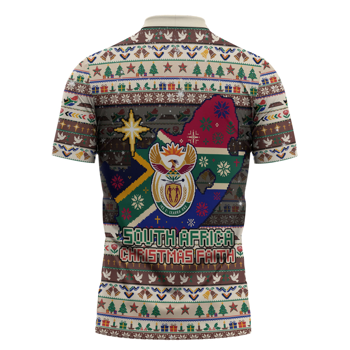 Christmas In South Africa Jesus Zipper Polo Shirt South Africa Coat Of Arms Jesus Art