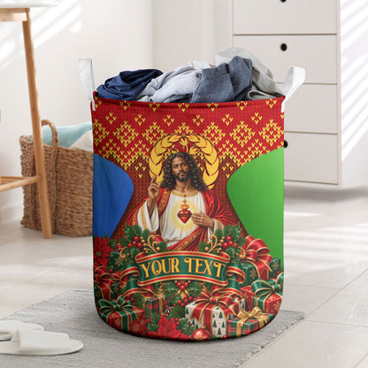 Personalized Eritrea Jesus Christmas Laundry Basket Camel Emblem Ugly Pattern Festive Holiday
