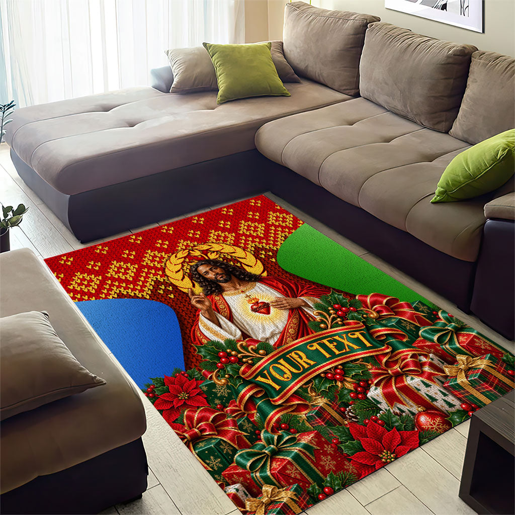 Personalized Eritrea Jesus Christmas Area Rug Camel Emblem Ugly Pattern Festive Holiday