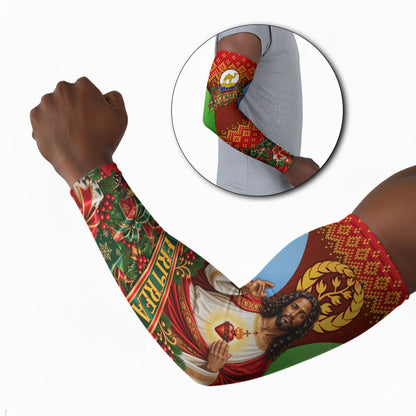Personalized Eritrea Jesus Christmas Arm Sleeves Camel Emblem Ugly Pattern Festive Holiday