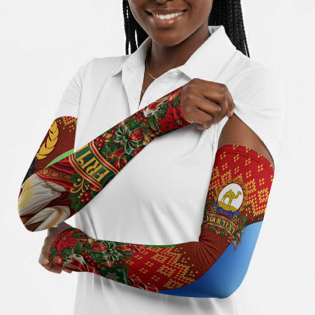 Personalized Eritrea Jesus Christmas Arm Sleeves Camel Emblem Ugly Pattern Festive Holiday