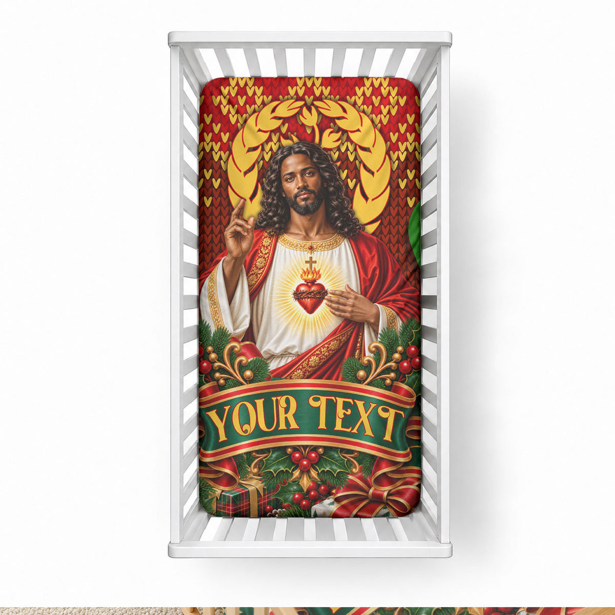 Personalized Eritrea Jesus Christmas Baby Bed Cover Camel Emblem Ugly Pattern Festive Holiday