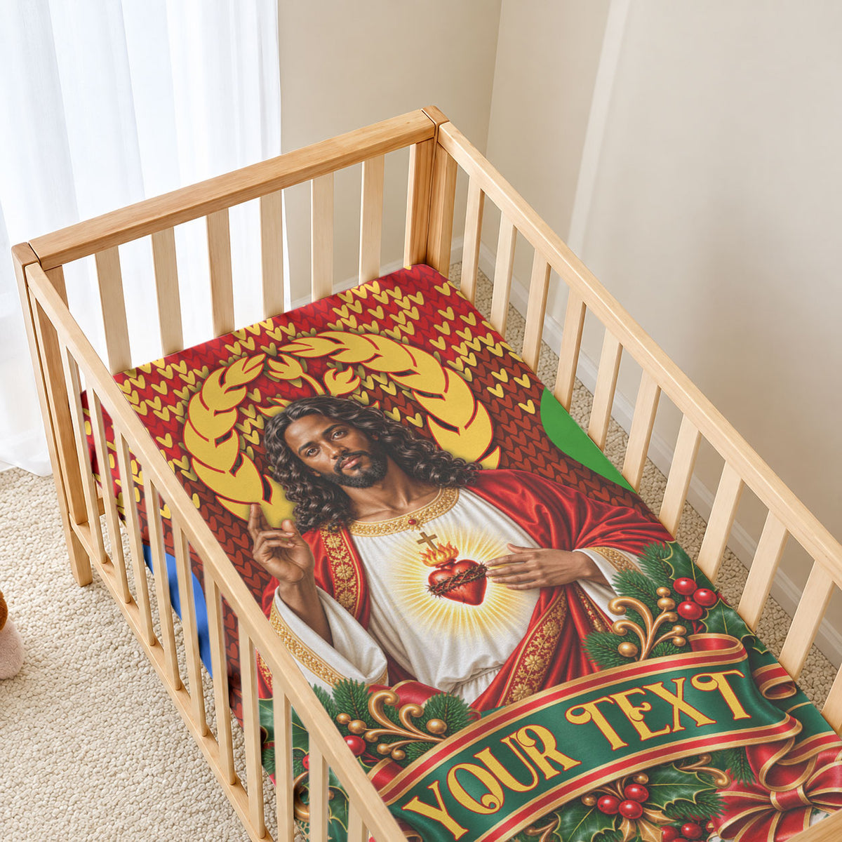 Personalized Eritrea Jesus Christmas Baby Bed Cover Camel Emblem Ugly Pattern Festive Holiday