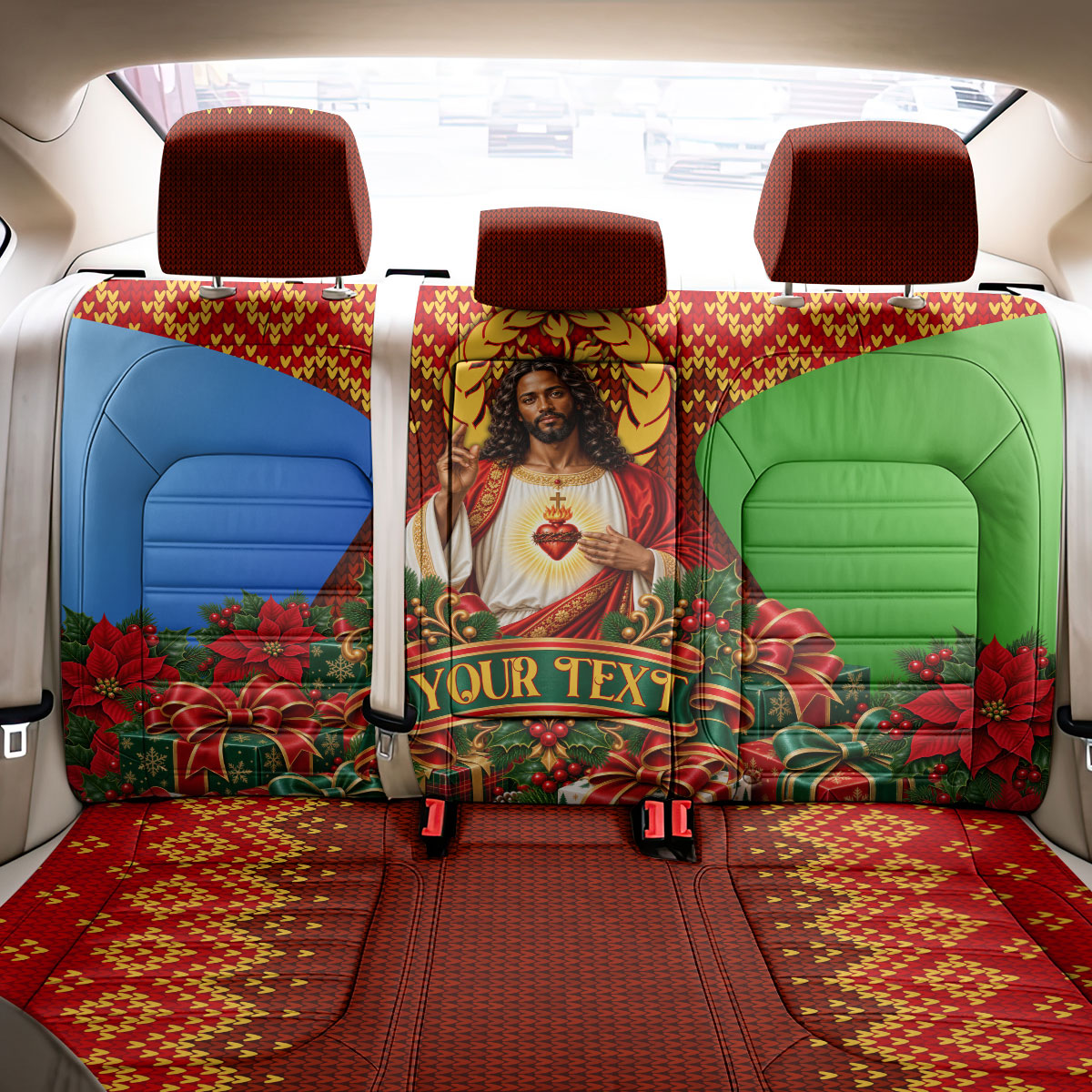 Personalized Eritrea Jesus Christmas Back Car Seat Cover Camel Emblem Ugly Pattern Festive Holiday