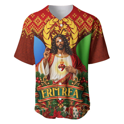 Personalized Eritrea Jesus Christmas Baseball Jersey Camel Emblem Ugly Pattern Festive Holiday