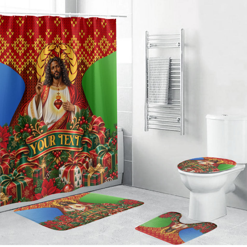 Personalized Eritrea Jesus Christmas Bathroom Set Camel Emblem Ugly Pattern Festive Holiday