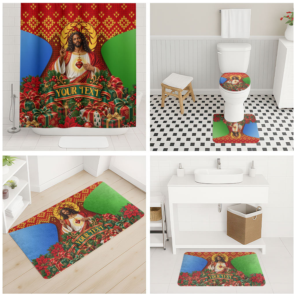 Personalized Eritrea Jesus Christmas Bathroom Set Camel Emblem Ugly Pattern Festive Holiday