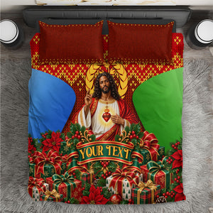 Personalized Eritrea Jesus Christmas Bedding Set Camel Emblem Ugly Pattern Festive Holiday