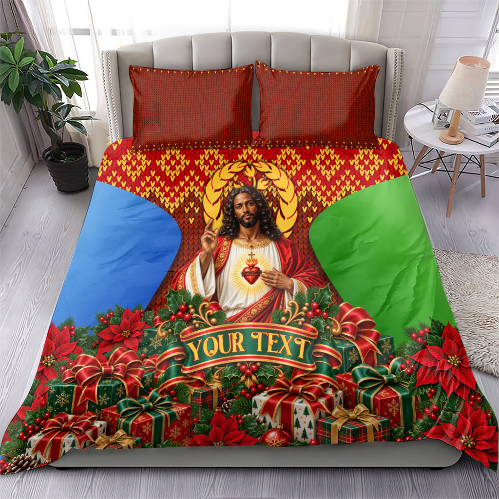 Personalized Eritrea Jesus Christmas Bedding Set Camel Emblem Ugly Pattern Festive Holiday
