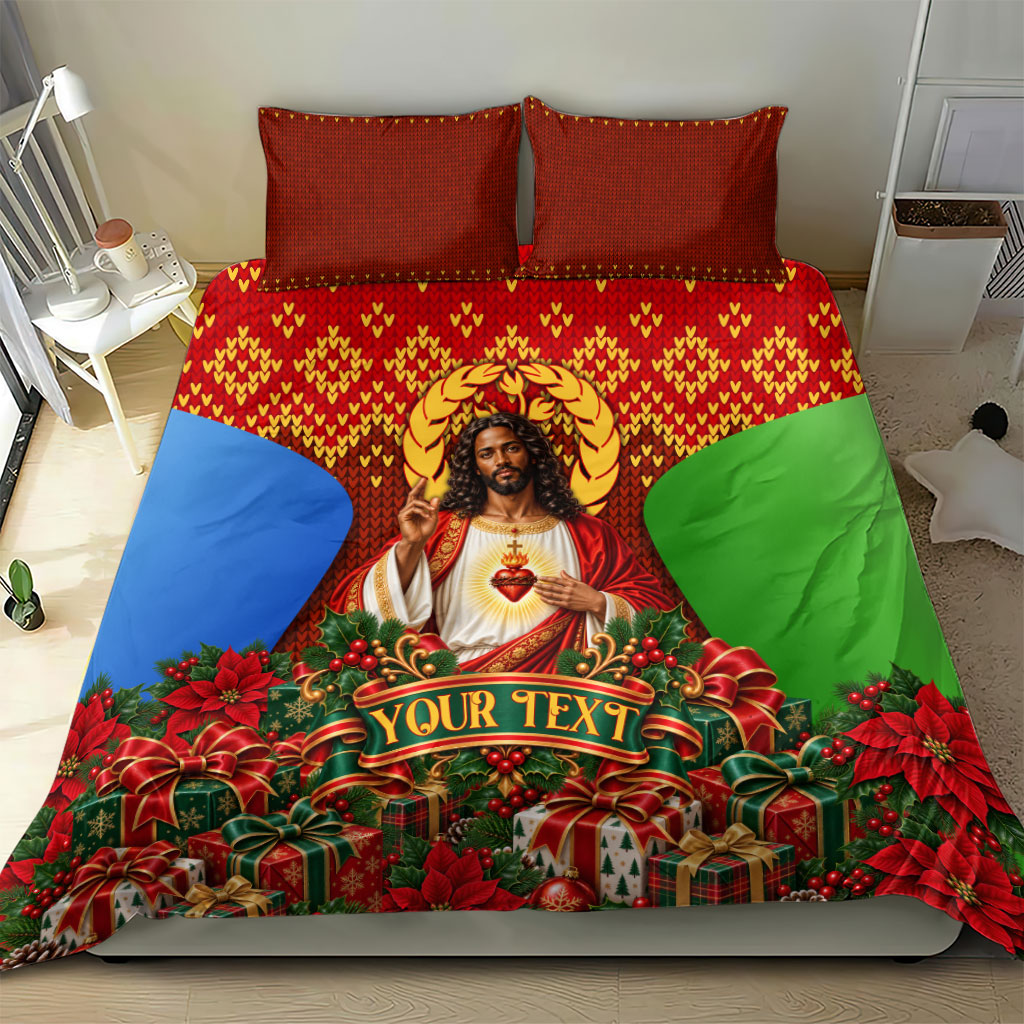 Personalized Eritrea Jesus Christmas Bedding Set Camel Emblem Ugly Pattern Festive Holiday