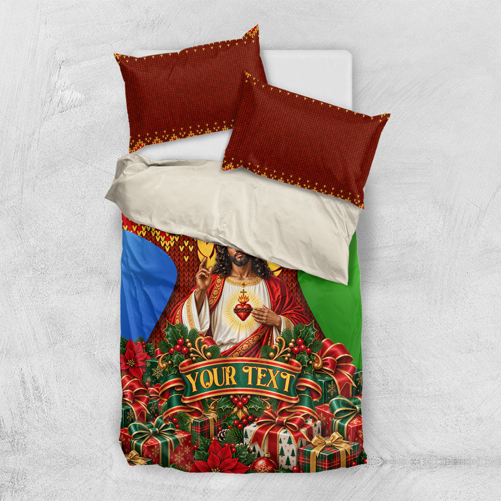 Personalized Eritrea Jesus Christmas Bedding Set Camel Emblem Ugly Pattern Festive Holiday