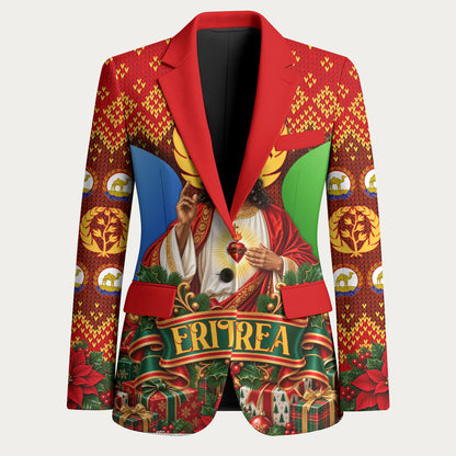 Personalized Eritrea Jesus Christmas Blazer Camel Emblem Ugly Pattern Festive Holiday