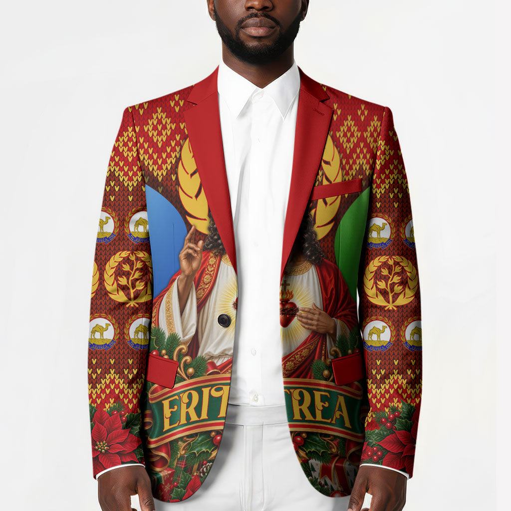 Personalized Eritrea Jesus Christmas Blazer Camel Emblem Ugly Pattern Festive Holiday