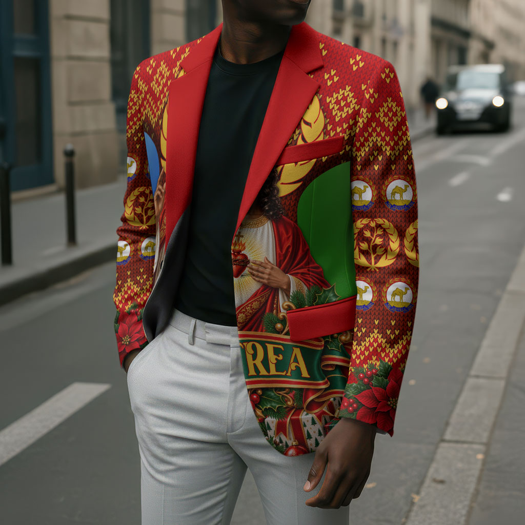 Personalized Eritrea Jesus Christmas Blazer Camel Emblem Ugly Pattern Festive Holiday