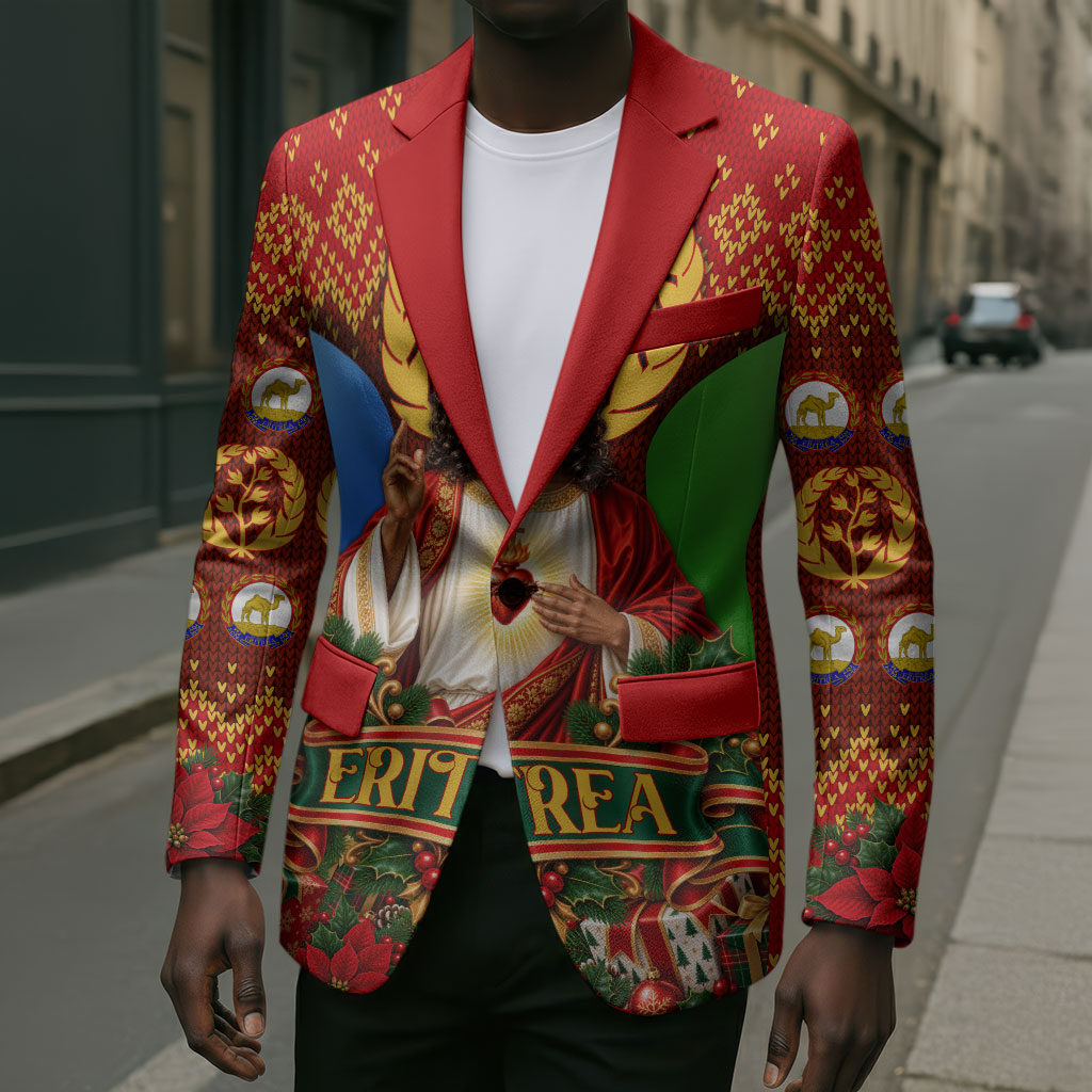 Personalized Eritrea Jesus Christmas Blazer Camel Emblem Ugly Pattern Festive Holiday