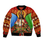 Personalized Eritrea Jesus Christmas Bomber Jacket Camel Emblem Ugly Pattern Festive Holiday