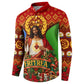 Personalized Eritrea Jesus Christmas Button Sweatshirt Camel Emblem Ugly Pattern Festive Holiday