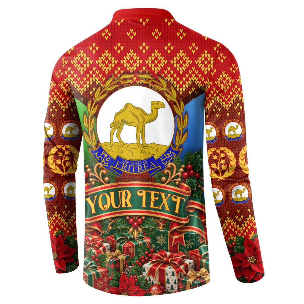Personalized Eritrea Jesus Christmas Button Sweatshirt Camel Emblem Ugly Pattern Festive Holiday