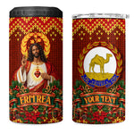 Personalized Eritrea Jesus Christmas 4 in 1 Can Cooler Tumbler Camel Emblem Ugly Pattern Festive Holiday