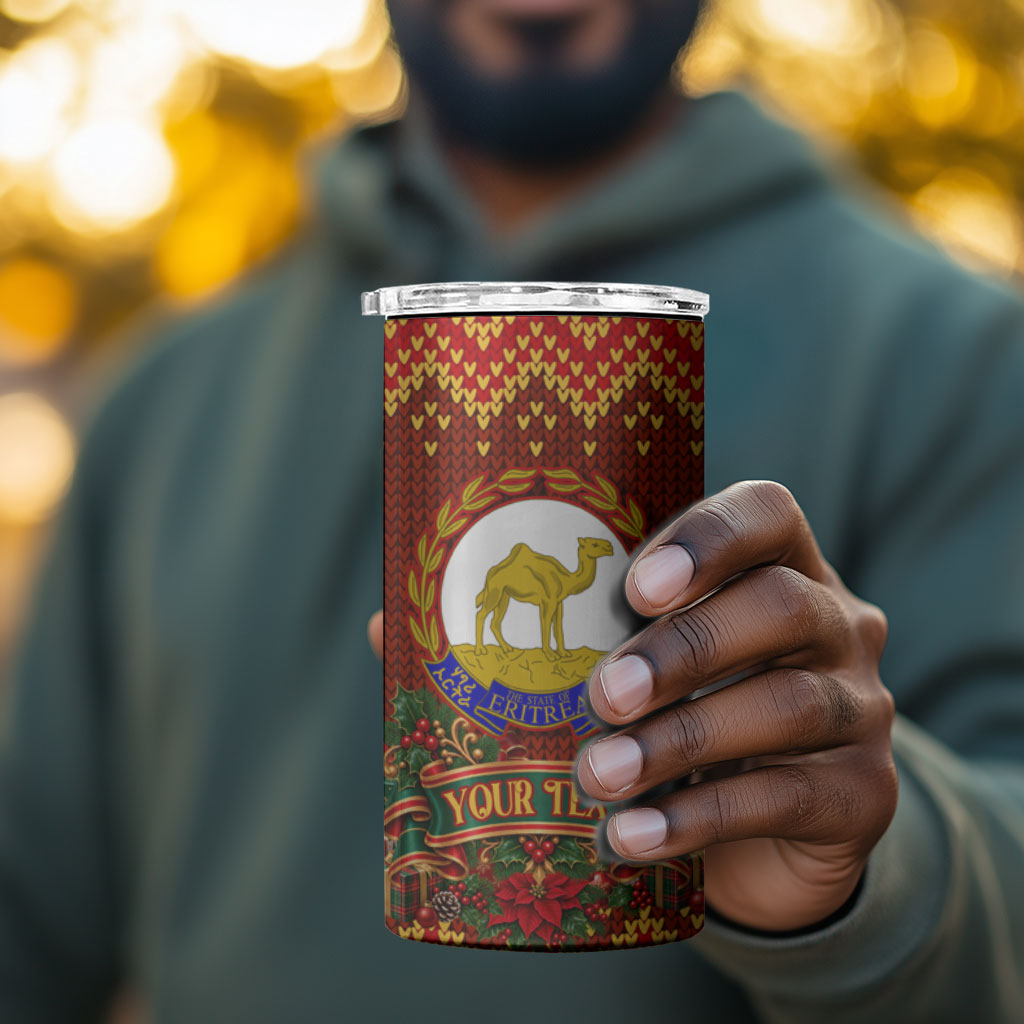 Personalized Eritrea Jesus Christmas 4 in 1 Can Cooler Tumbler Camel Emblem Ugly Pattern Festive Holiday