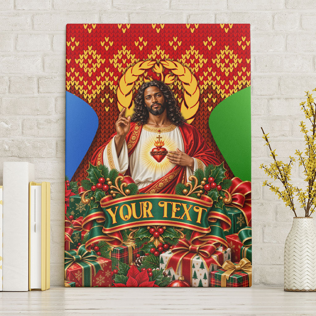 Personalized Eritrea Jesus Christmas Canvas Wall Art Camel Emblem Ugly Pattern Festive Holiday